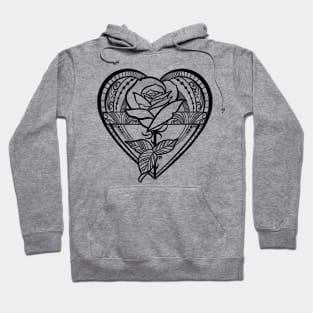 Tattoo style rose and heart Hoodie